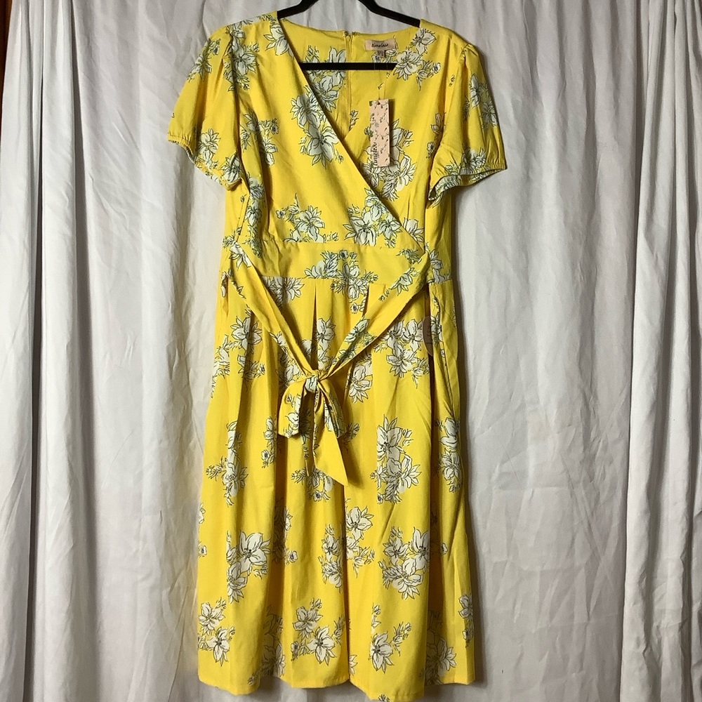 Yellow Floral Wrap Dress